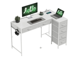 Mesa De Computador, Design Em L, Portas Usb Integradas, Branco