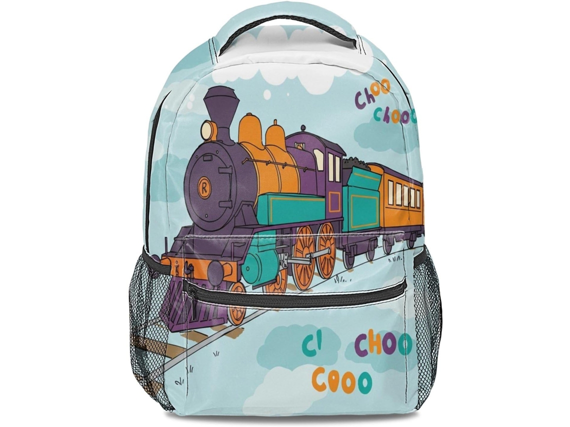 Mochila Infantil Colorida Com Estampa Trem Vapor De Desenho Animado, Escolar Fofa Para Meninos Meninas, Bolsa