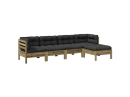 Maison Exclusive - 5 Pcs Conjunto Sofás De Jardim C/ Almofadões Pinho Impregnado