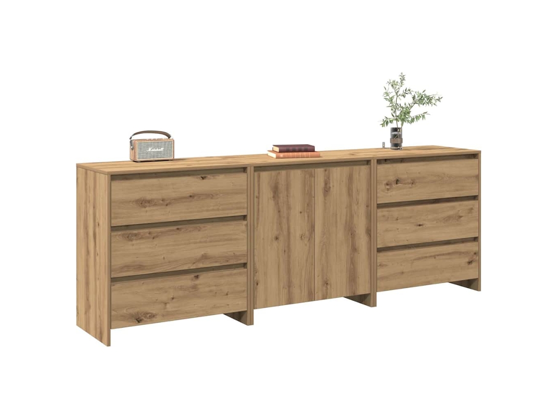 Aparador de 3 piezas de madera de roble artesanal