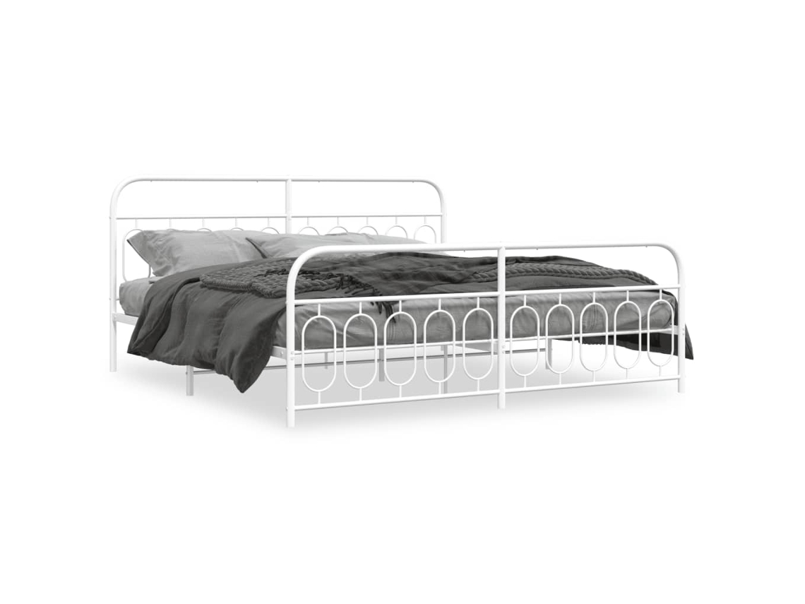 Bed Frame, Bed Frames Vidaxl Branco Metal (200 X 200 Cm)