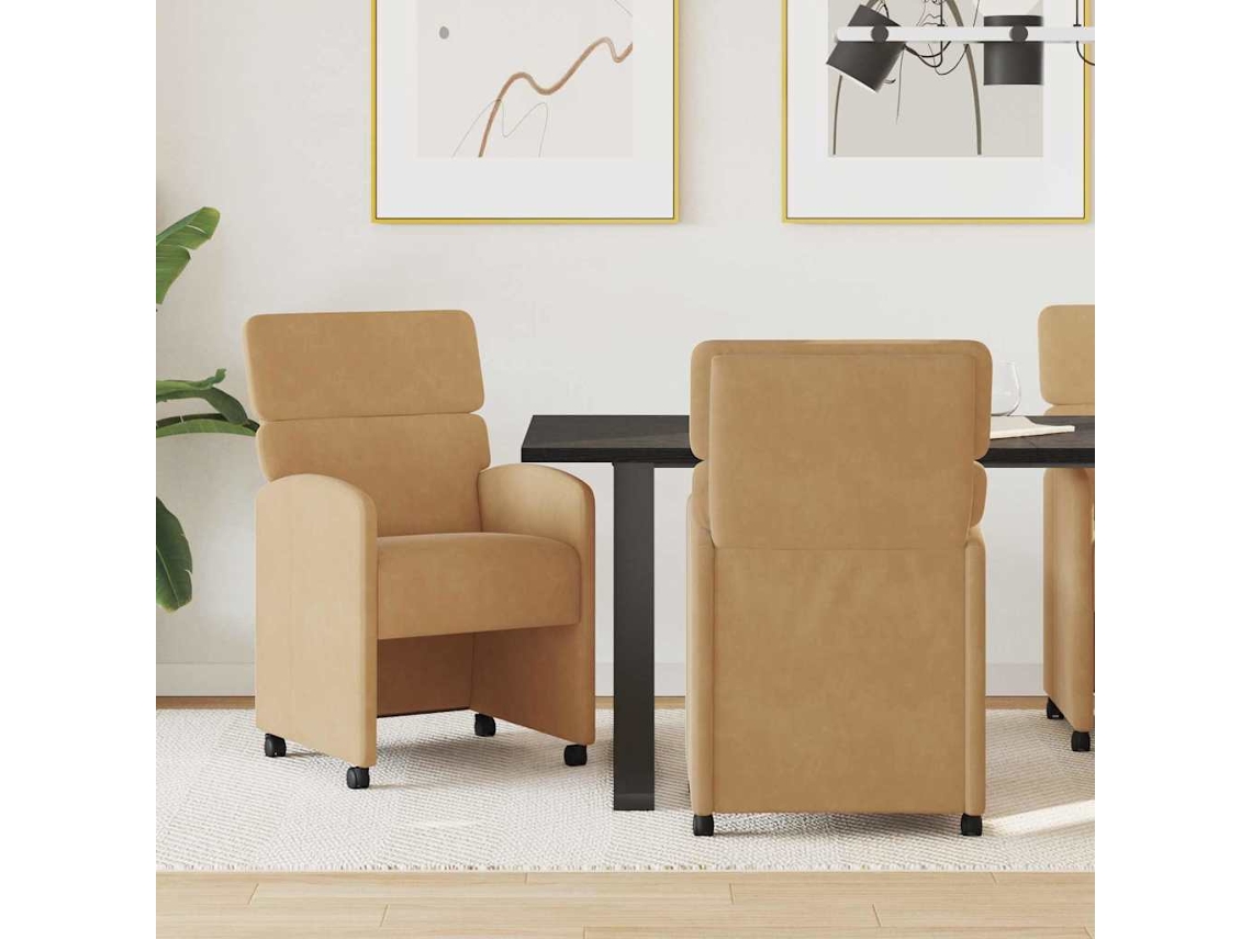 Vidaxl Cadeiras De Jantar Com Rodas 2 Unid. Veludo Castanho