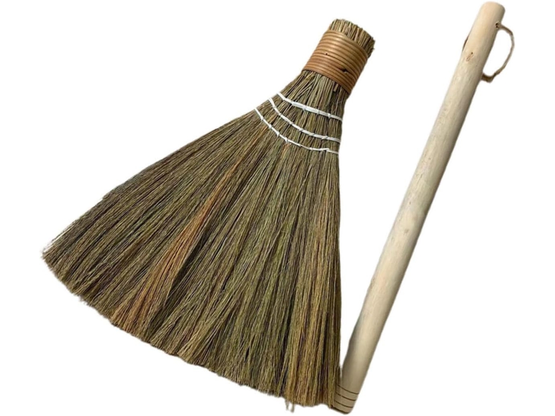 Vassoura Artesanal Operitacx De Miscanthus Com Cabo Removível Limpeza Interna E Externa, Estilo Rústico, Fácil De