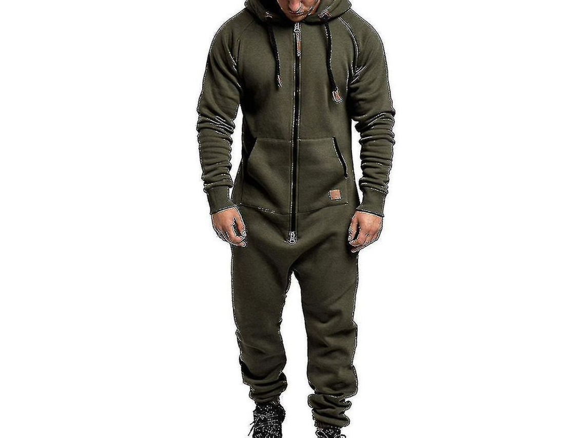 2026 mono de Invierno para Hombre com Capuz e Fecho Casual Sudadera Romper Erl XL Verde Ejército
