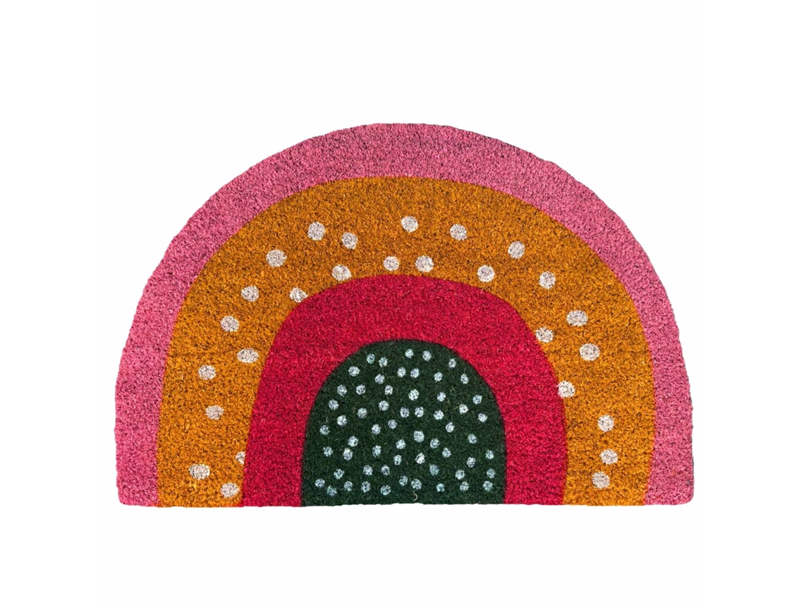 Capacho Semicircular Boho De Fibra De Coco Com Pvc