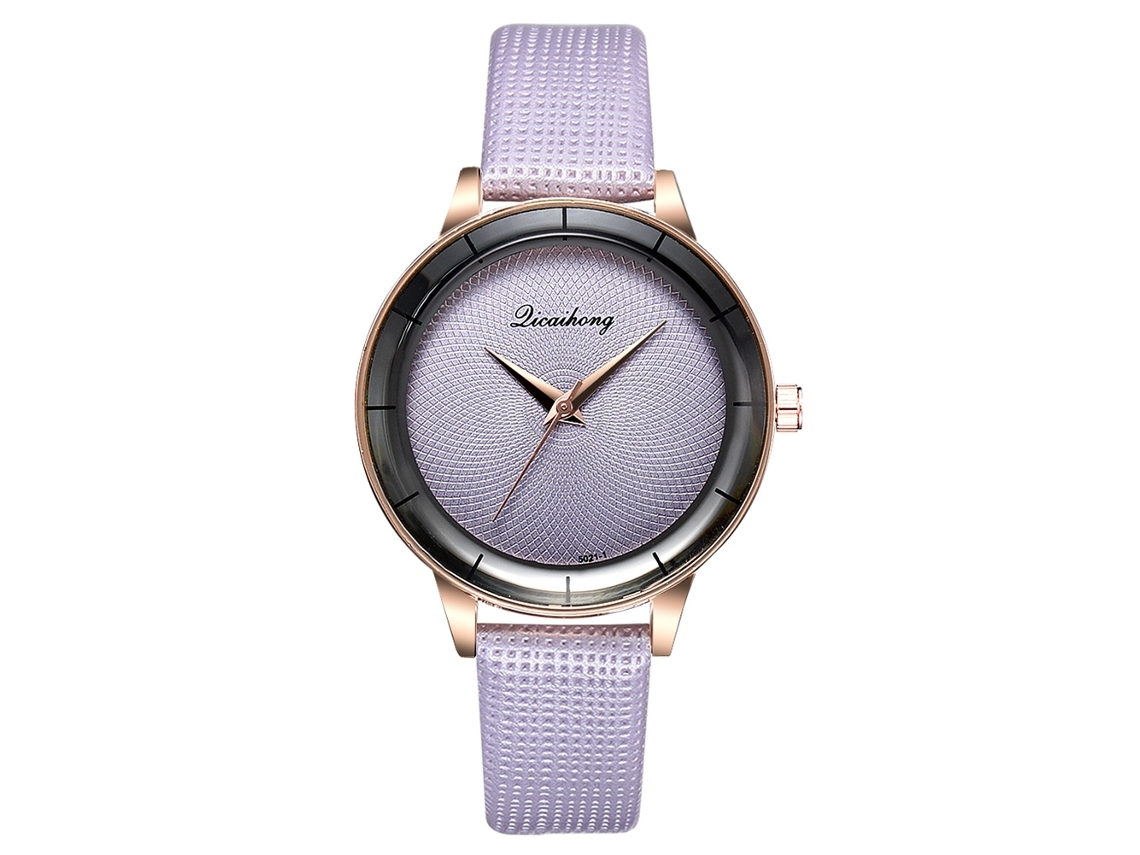 Relógio Feminino de Pulseira de Couro Pu Simples Estilo Fashion com Movimento de Quartzo (roxo)