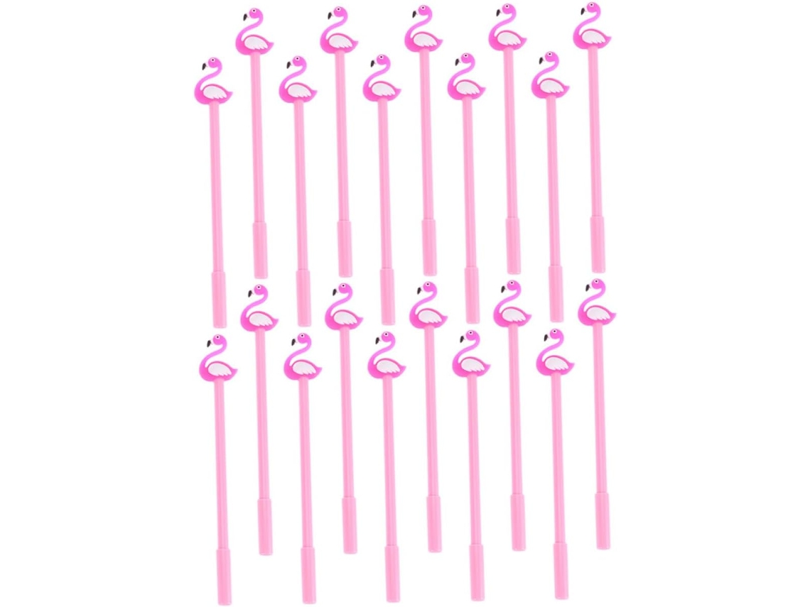 Conjunto De 20 Canetas Em Gel Plafope Com Estampa Flamingo, Ponta