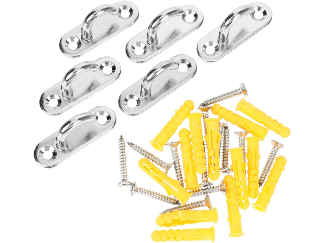 Conjunto De 6 Ganchos Abertos Em Aço Inoxidável Para Fixação Tetos E P