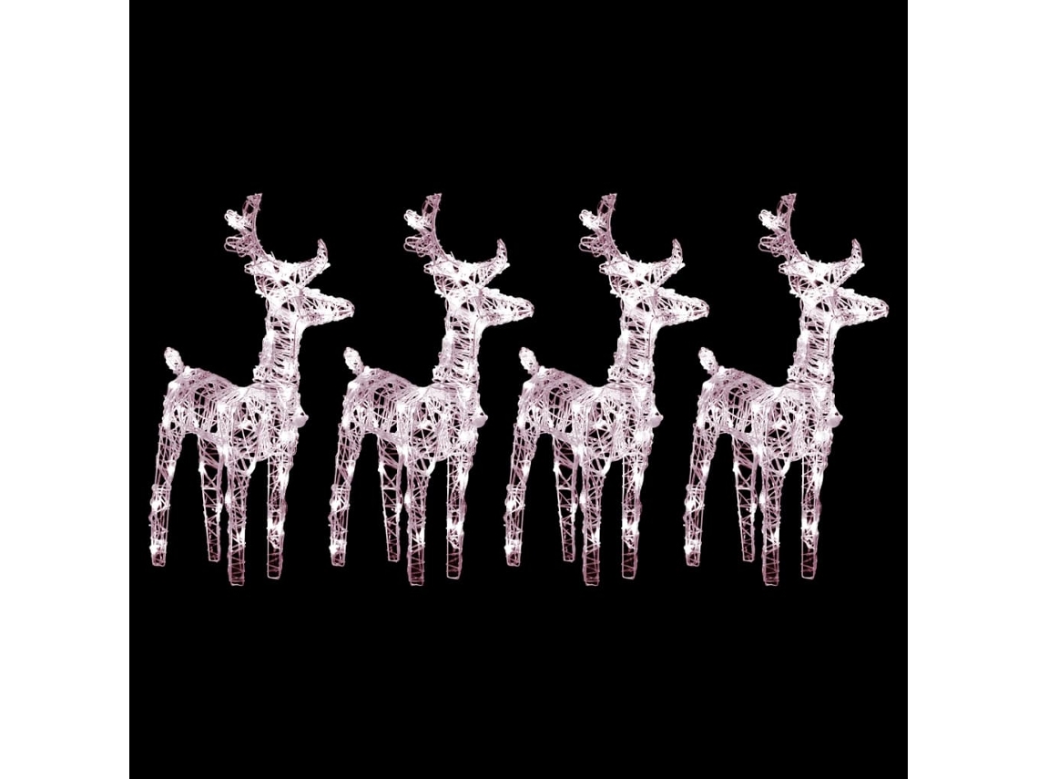 Vidaxl Renas De Natal 4 Pcs 160 Leds Acrílico Branco Quente