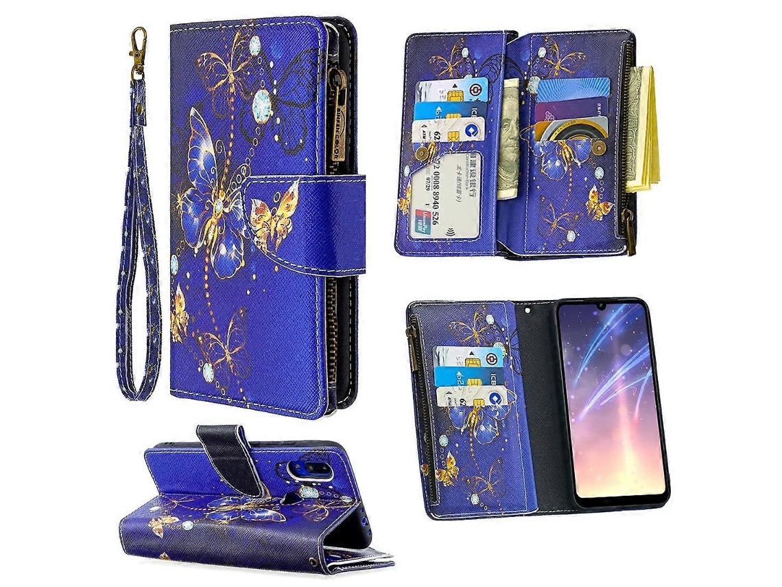 Capa De Couro Com Zíper, Estampa Colorida E Abertura Horizontal, Com Suporte, Compartimentos Para Cartões E Carteira Para Xiaomi Redmi 7.
