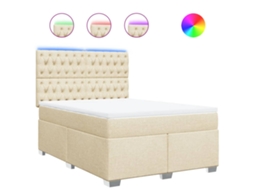 Box Spring Bed, Box Spring Beds Vidaxl Creme Tecido (140 X 190 Cm)
