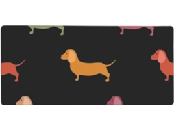 Mousepad Grande para Computador com Estampa de Cachorrinhos Dachshund Fofos, Base Borracha Antiderrapante, 40