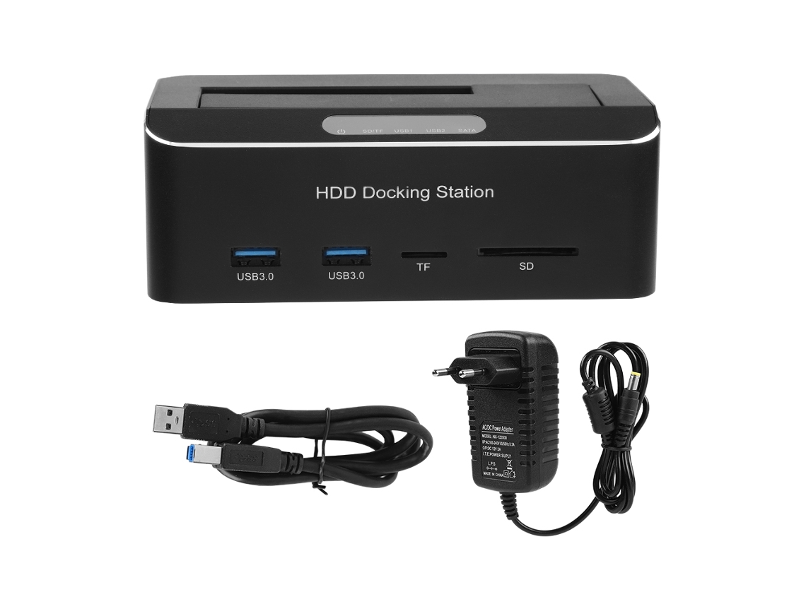 Estação De Docking De Disco Rígido Externo Usb3.0 Para Sata Para Hdd/ssd De 2.5/3.5" Com Suporte A Cartões Sd/tf