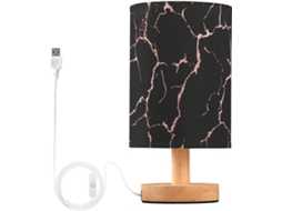 Abajur De Cabeceira Mnsruu Em Mármore Rosé, Com Led, Para Mesa Ou Quarto Lâmpada Inclusa