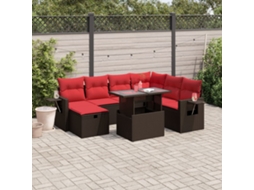 Vidaxl Conjunto De Sofá De Jardim Com 8 Peças E Almofadas Em Rattan Sintético Marrom