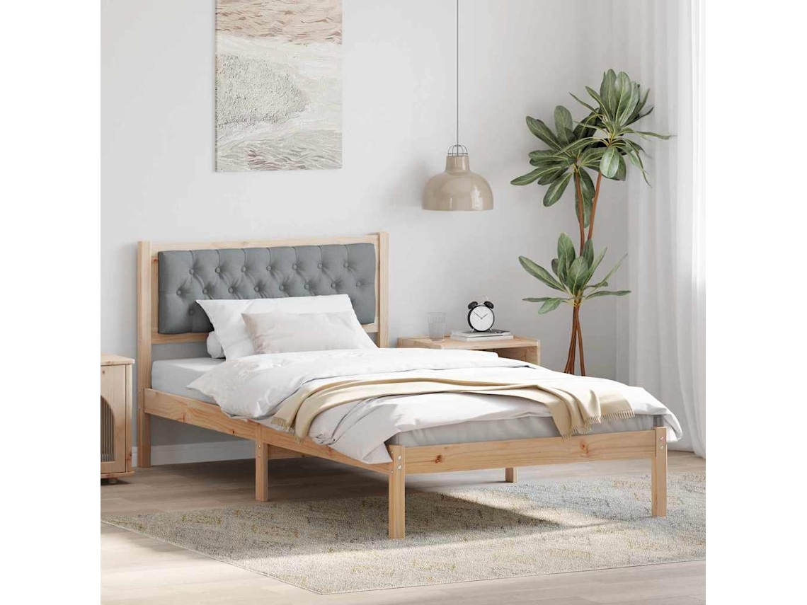 Vidaxl Estrutura Da Cama Com Cabeceira Cinzento-claro 100 X 200 Cm