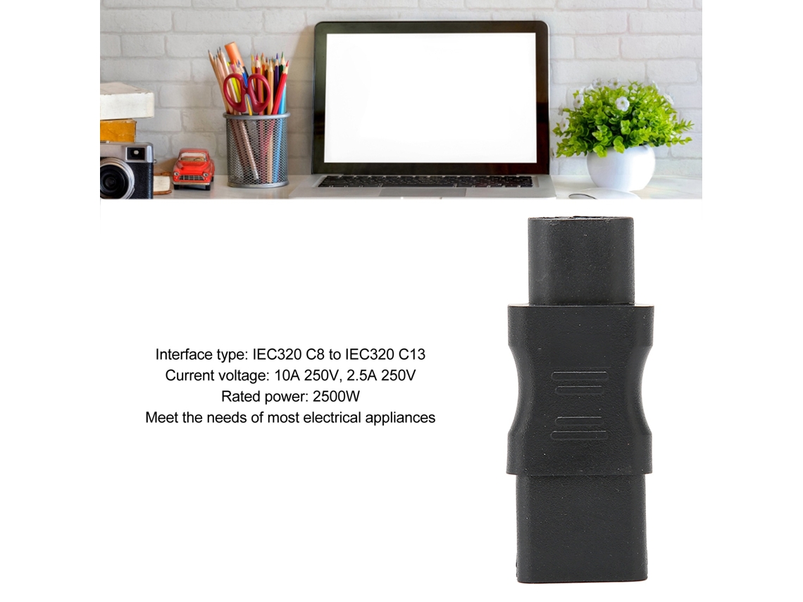 Adaptador Mali de Cabo de Energia IEC 320 C8 para C13, com Capa de PVC, para Laptop e UPS, 4pcs