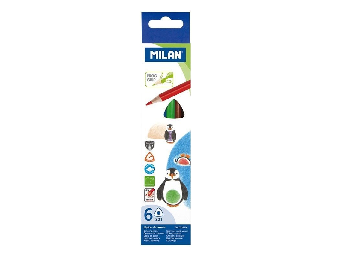 MILAN Caixa com 6 Lápis de Cor Triangulares