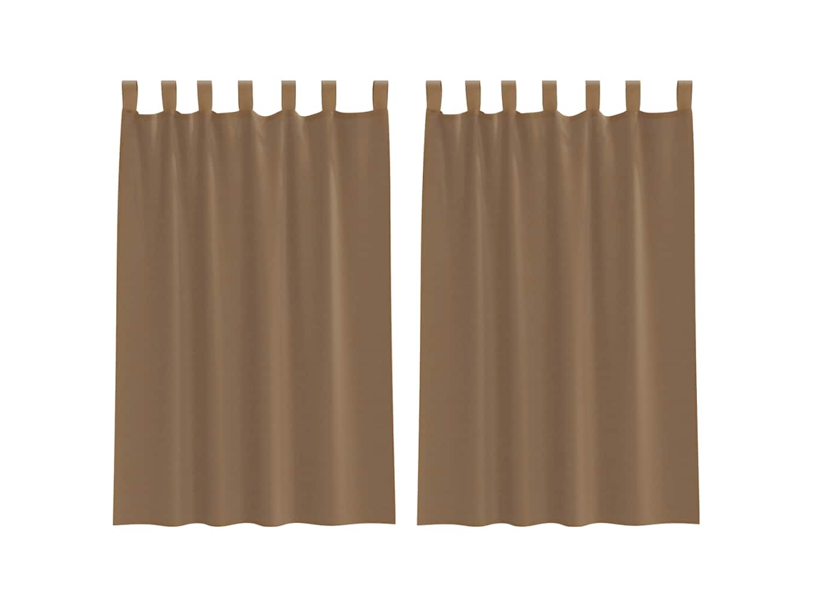 Cortinas de Voile com Laços 2 Pcs Castanho claro 140x175 Cm MAISON EXCLUSIVE
