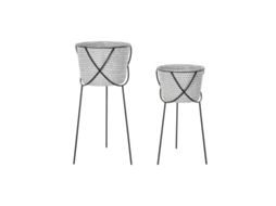 Conjunto de Vasos DKD HOME DECOR Preto Cinzento Metal Ferro Quadrado 30 X 40 Cm 37 X 37 X 82 Cm 2 Unidades