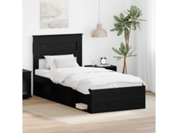 Vidaxl Estrutura Da Cama Preto 75 X 190 Cm Madeira De Pinheiro Sólida
