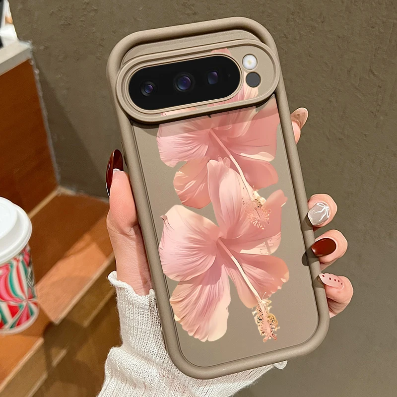 (café) Capa Para Celular Google Pixel 7 Pro Com Estampa De Flor De Hibisco, Tpu Macio
