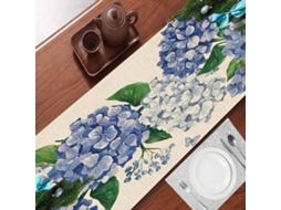 Tábua De Sessão Azul - Hortênsias - Desenho Aquarela - Materiais De Pêlo - 40 X 183 Cm - Adequado Para Festas - Toalha De Mesa