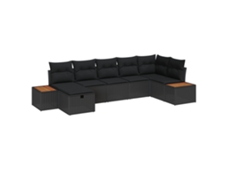 Conjunto 8 Móveis Para Exterior Vidaxl Preto Vime Pe (319 X 154 X 85 Cm)