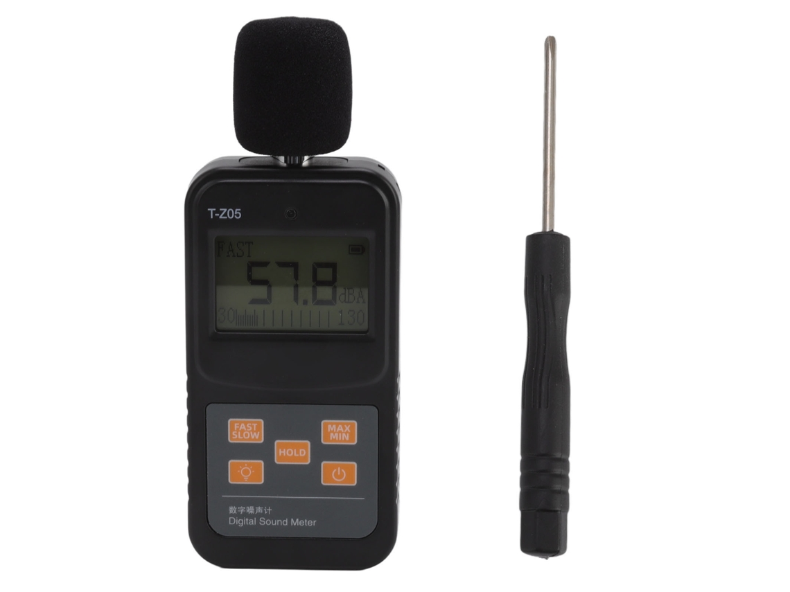 Primerox medidor Digital de Nível de Som Decibelímetro 30 130db Sensor Inteligente com Bloqueio Max/min e Modo Noturno