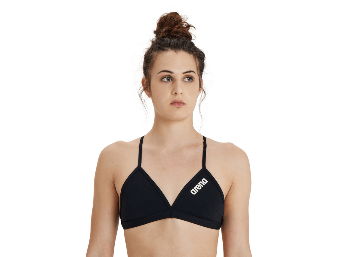 Team Swim Top Tie Back Solid Black White Arena