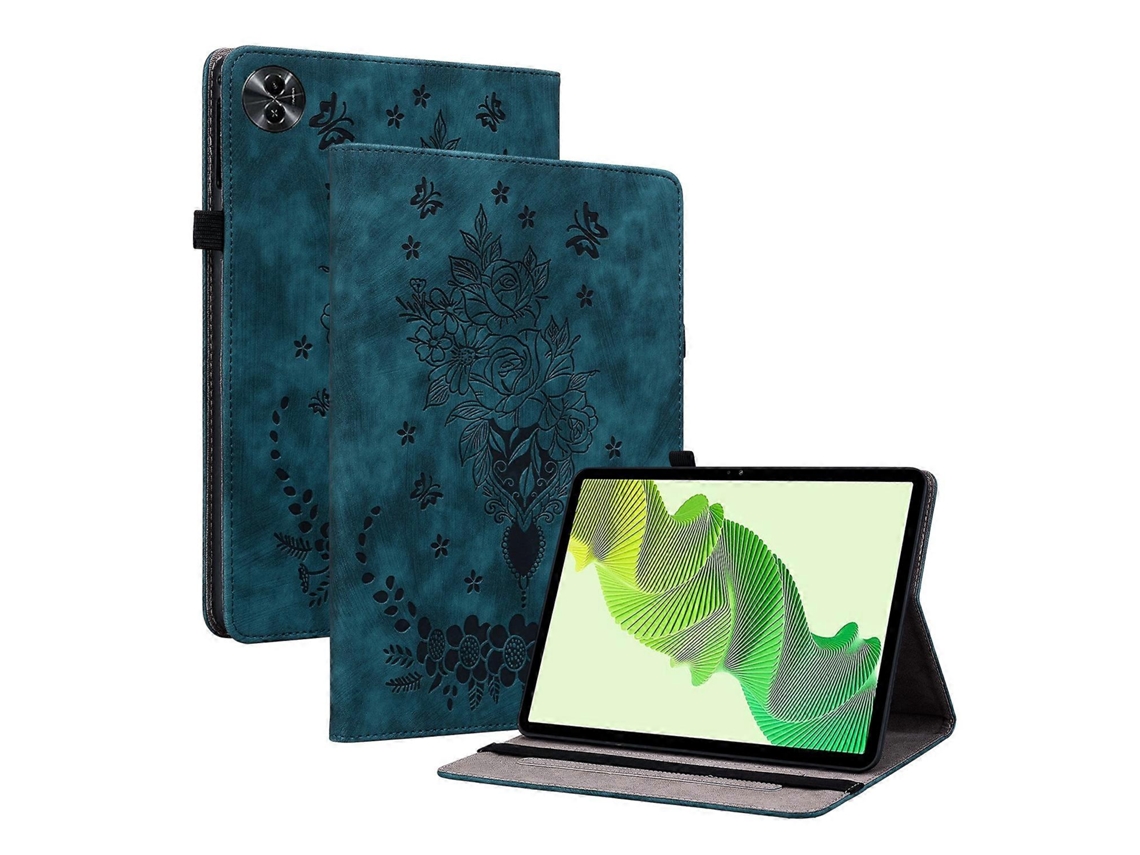 Capa De Couro Com Estampa De Borboleta E Rosa Para Tablet Realme Pad 2