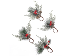 Laxiscreed Pack De 2 Anéis Para Guardanapo Natal Com Ramo De Cedro E Berries Vermelhos, Aromáticos