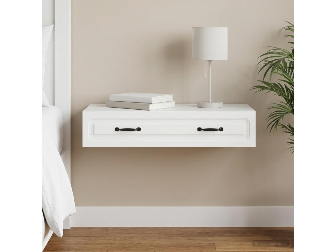 Vidaxl Mesa Lateral De Parede Branco 87,5 X 34,5 X 17 Cm