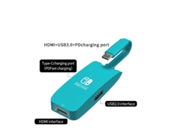 Yizhood Mini Docking Station Portátil Usb C para 4k Hdmi para Nintendo Switch Usb 3.0 Hub Pd 100w para Macbook Pro Azul