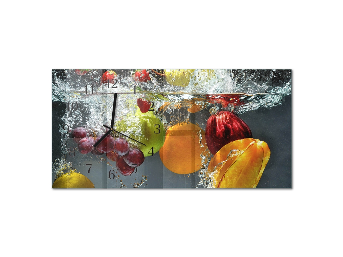 Relógio De Parede De Vidro Multicolor Espelharte (60x30cm)