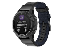 Braceletefaixa de Relógio de Lona e Couro para Garmin Fenix5 Plus Tamanho Da Pulseira: 150 110 Mm Azul VENISYMLIS