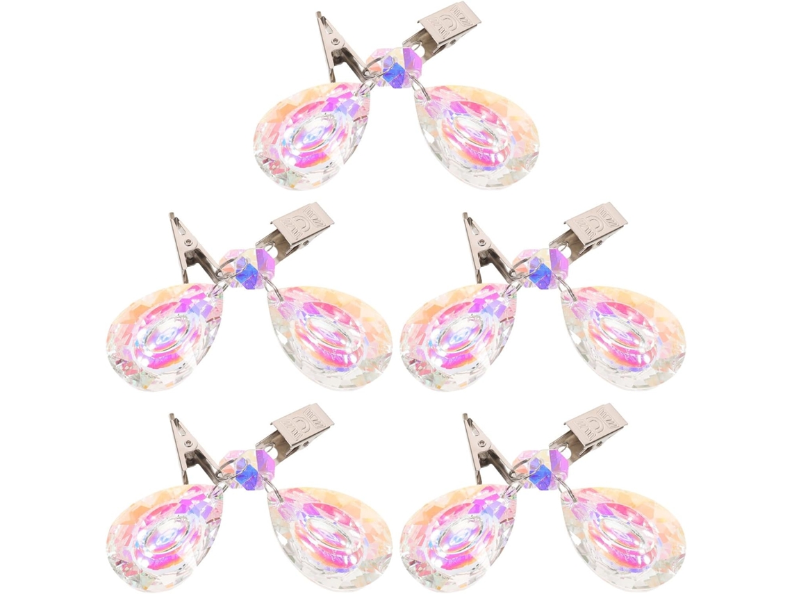 Popetpop Conjunto De 10-prendedores Toalha Mesa Decorativos, Seguros E Resistentes Ao Vento, Em Cristal Branco E Liga