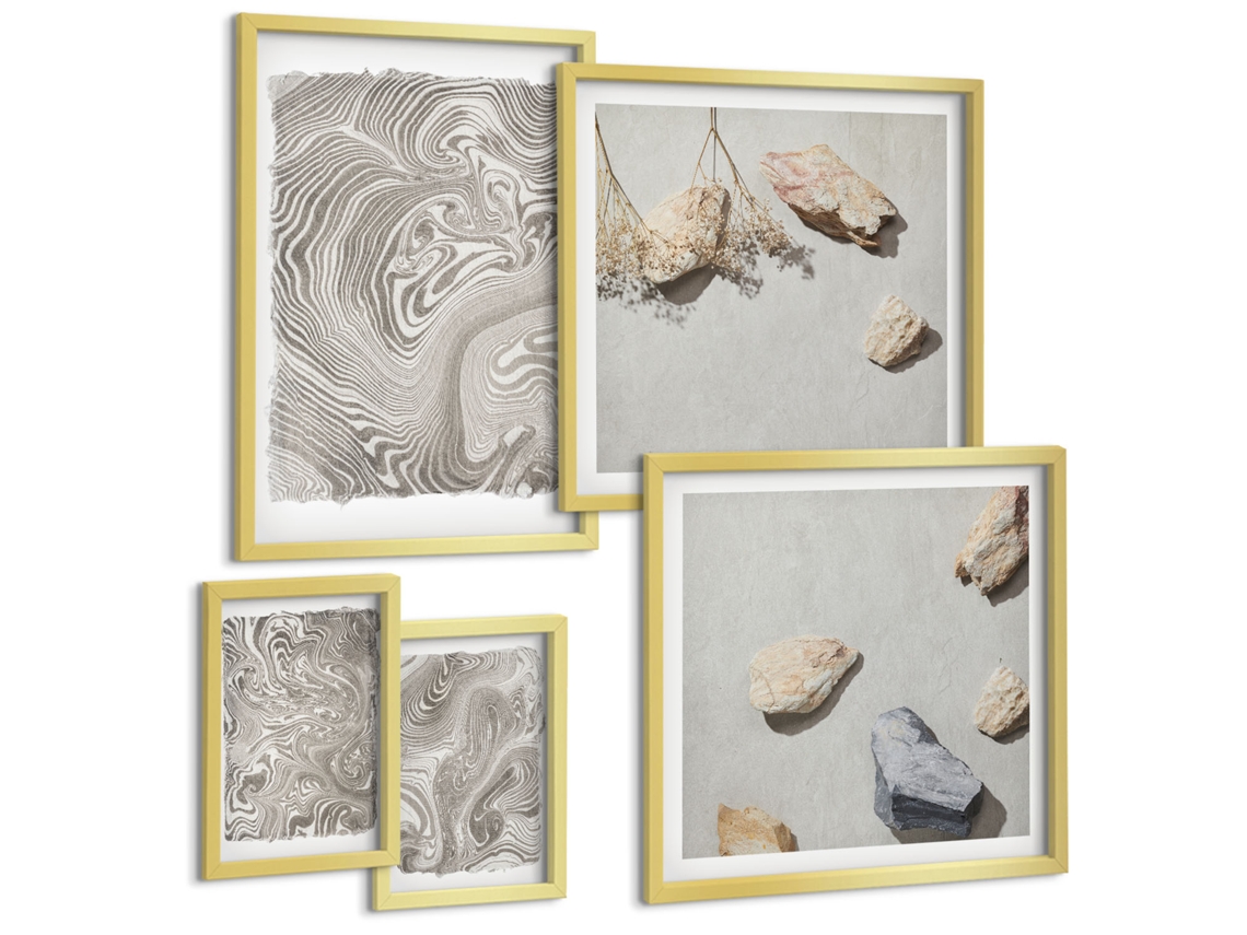 Conjunto De Pinturas Formas Modernas De Abstração Espelharte (5 Peças)