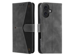Capa Em Couro Pu, Para Apple Iphone 16 - Cor Cinzento