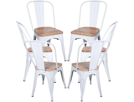 Pack 6 Cadeiras  Torix (Branco - 46 x 85 x 46 cm - Aço Reforçado - Madeira)