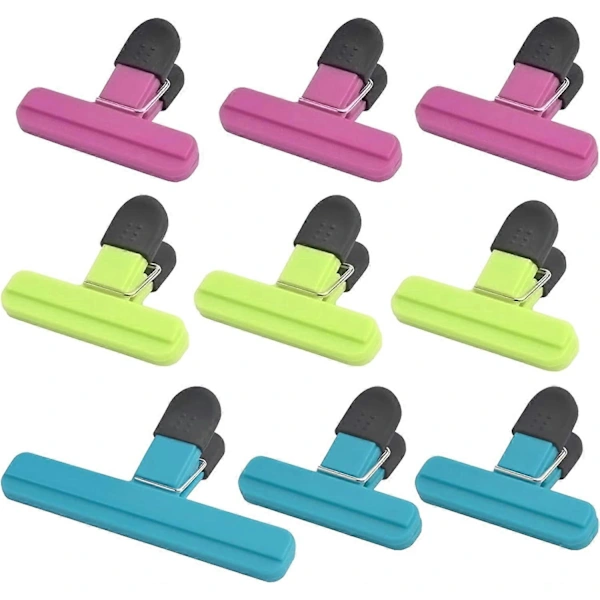 Conjunto De 9 Prendedores Reutilizáveis De Plástico Para Sacos De Alimentos Com Aderência Antiderrapante, Ideais Para Cozinha, Escritório