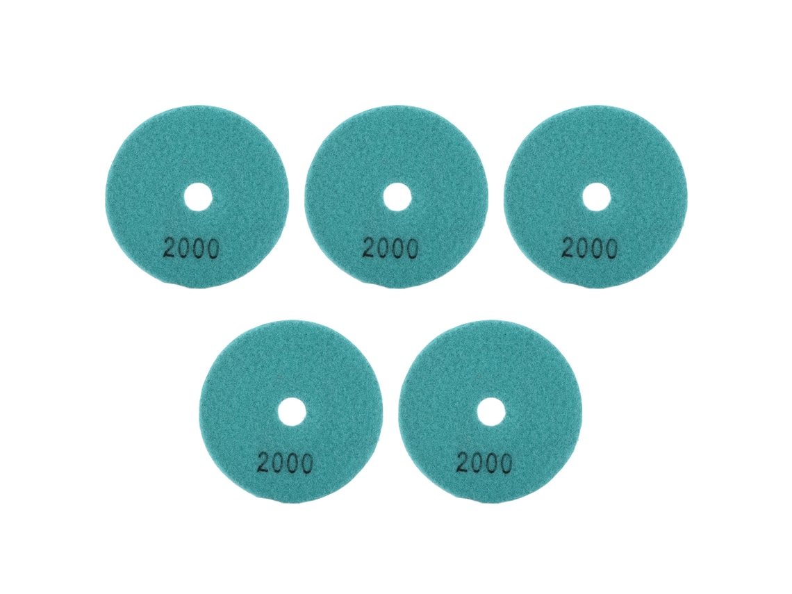 Kit De 5 Discos De Polimento Úmido Diamante De 4 Polegadas E 2000 Grits Para Mármore, Granito E Cerâmica