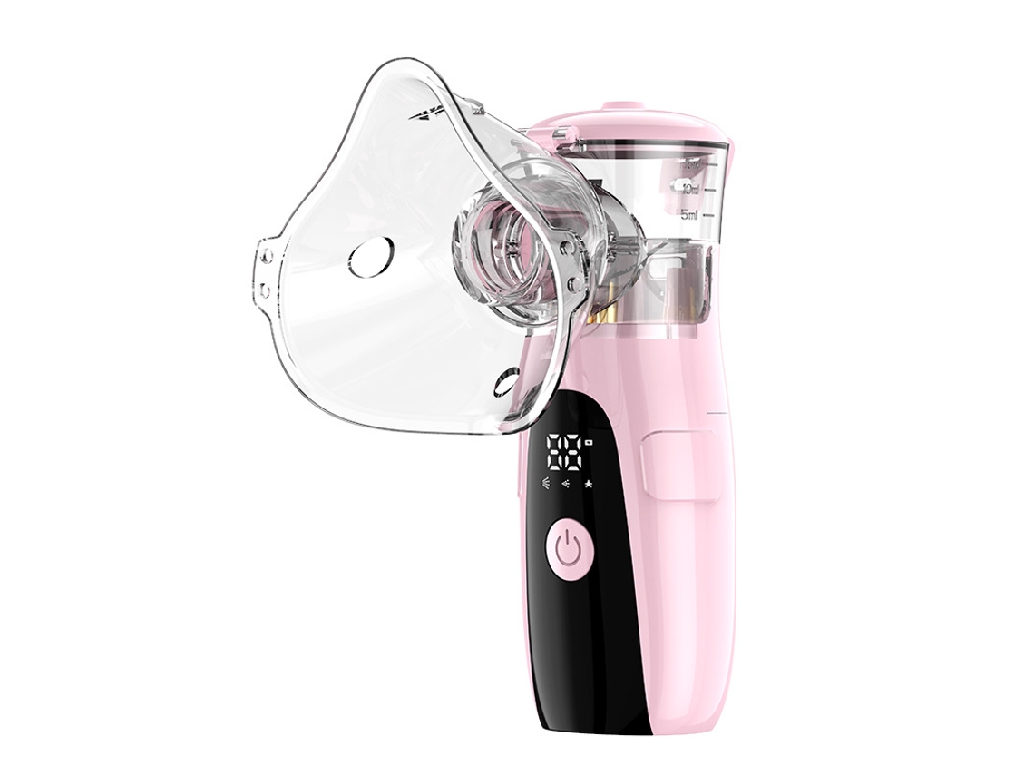 Nebulizador portátil YANYXR com LED rosa, dupla alimentação, 3 modos, silencioso