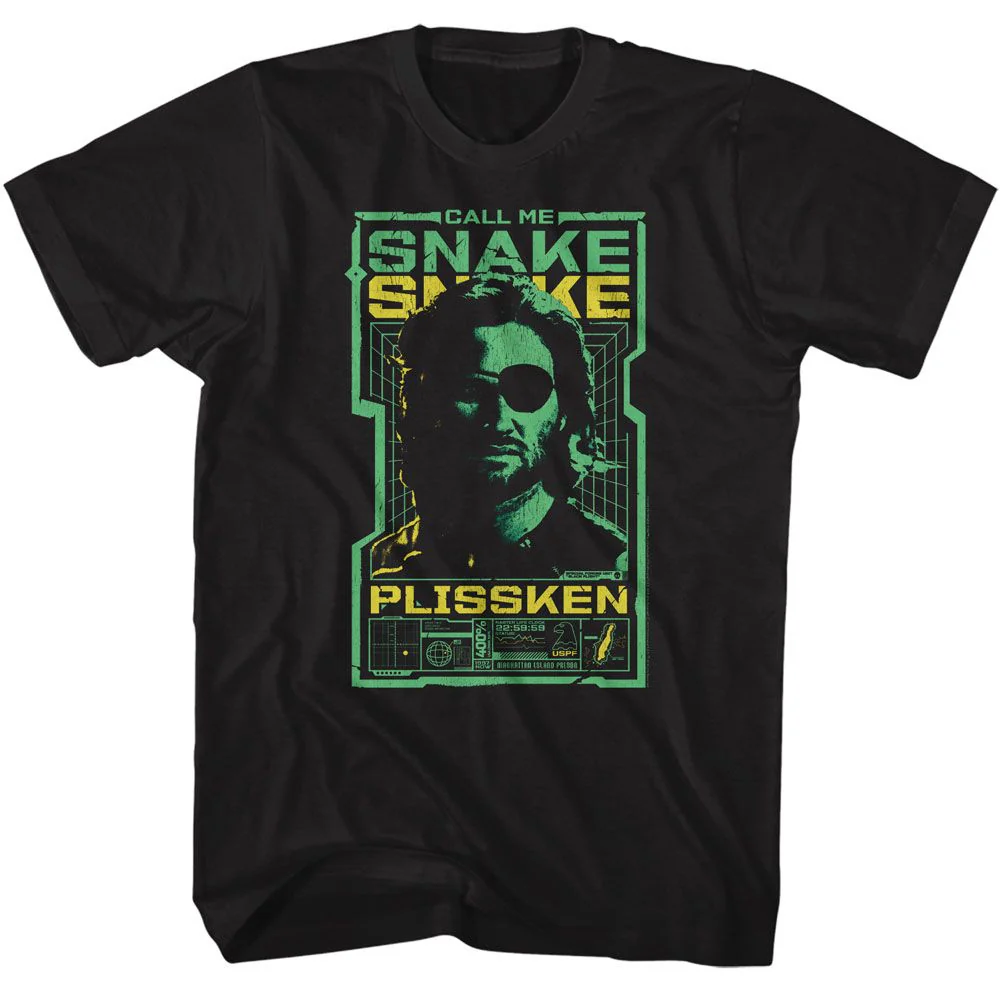 Unisex Adult T-shirt Rockinstone Escape From New York Escape Call Me Snake Tech Screen Black Sizem