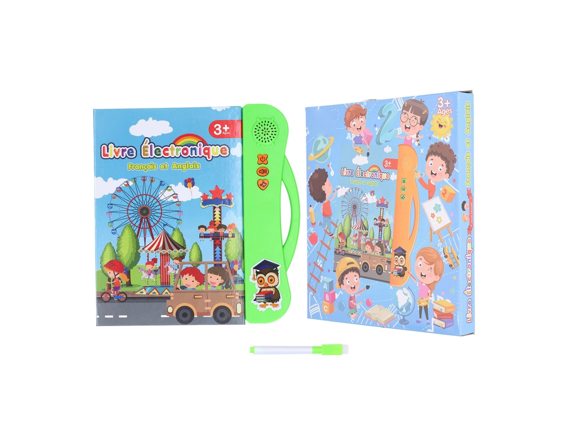 Mali livro Sonoro Interativo Infantil Francês Inglês Aprendizagem Musical Brinquedo Educativo Verde