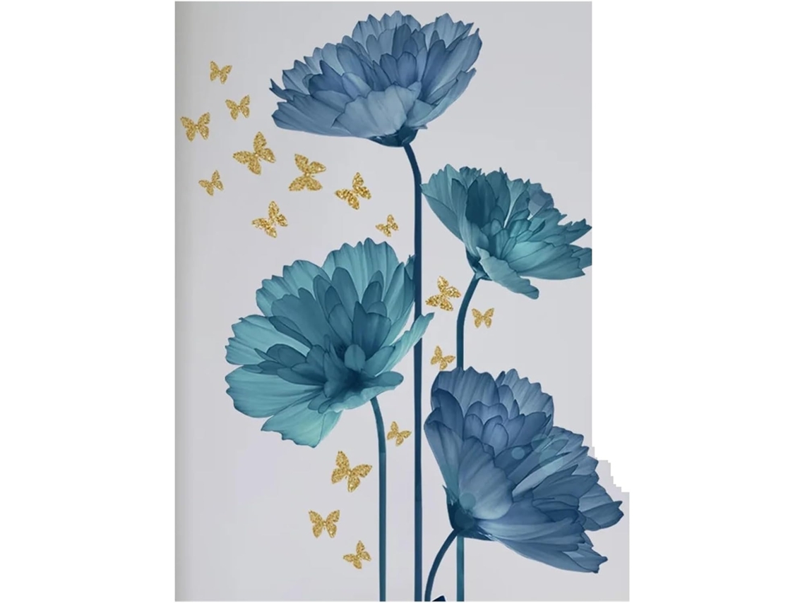 Adesivos De Parede Flores Românticos Azuis Para Sala De Estar, Quarto E Decoração De Casa - Adesivos Autoadesivos