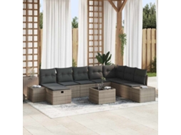 Vidaxl Conjunto De Sofá De Jardim 9 Unid. Cinzeto Vime Pe