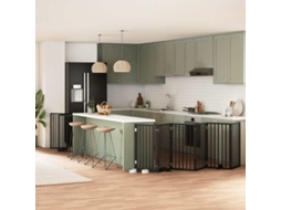 Vidaxl Portão P/ Cães Com Porta Dobrável 15 Painéis 750 Cm Álamo Preto
