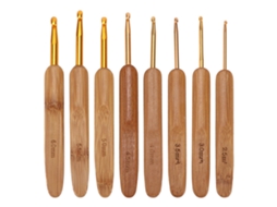 Conjunto De Agulhas De Crochê Ergonômicas Com Cabo De Bambu E 8 Tamanhos Diferentes Para Iniciantes E Experientes Aquaforge