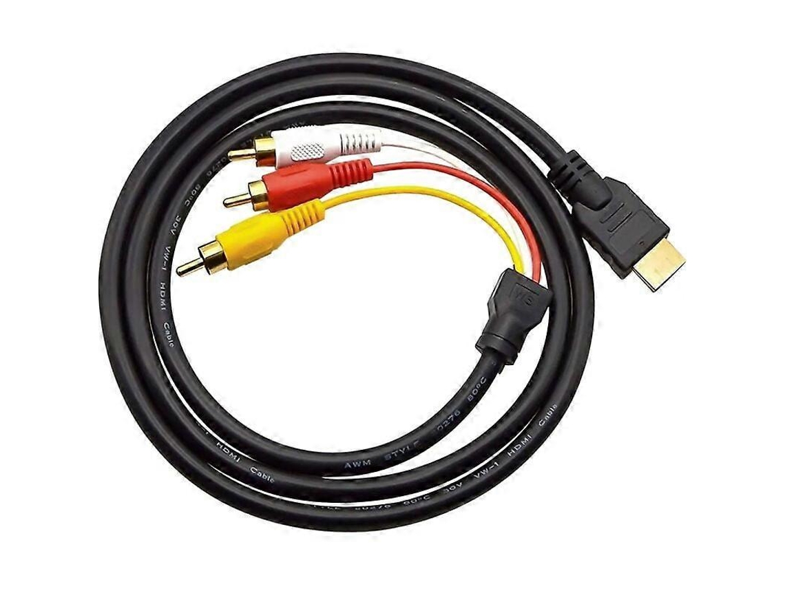 Cabo Hdmi Macho Para 3 Conectores Rca Av Scart, Adaptador De Áudio E Vídeo, Transmissor Hdtv, Extensor, Conversor De Tv E Dvd, 1,5 M, Preto Aquaforge